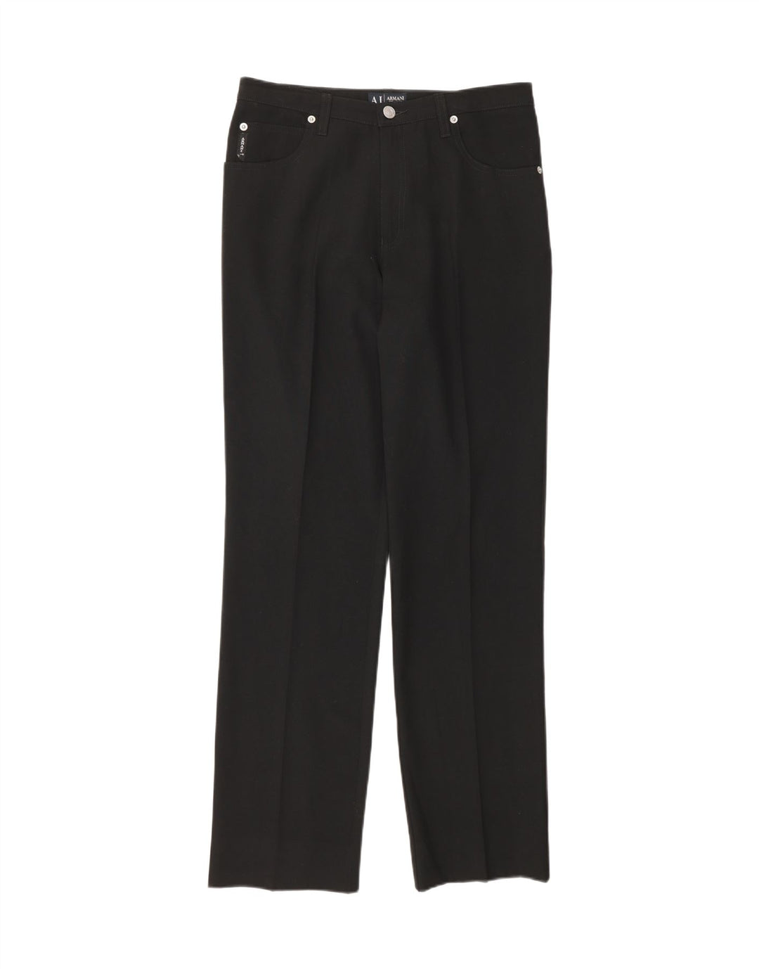 ARMANI Womens Straight Casual Trousers W30 L30 Black Polyester Vintage Armani and Second-Hand Armani from Messina Hembry 