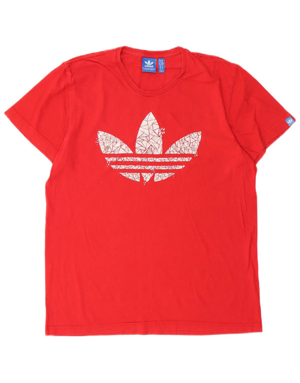 Tricou grafic pentru bărbați Adidas Top, bumbac roșu mediu