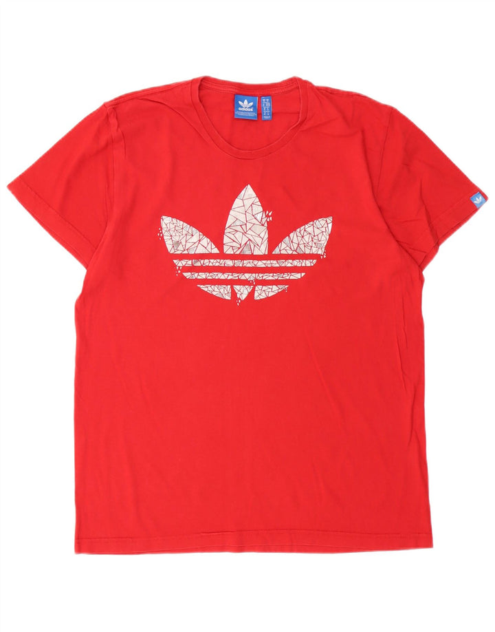 Tricou grafic pentru bărbați Adidas Top, bumbac roșu mediu