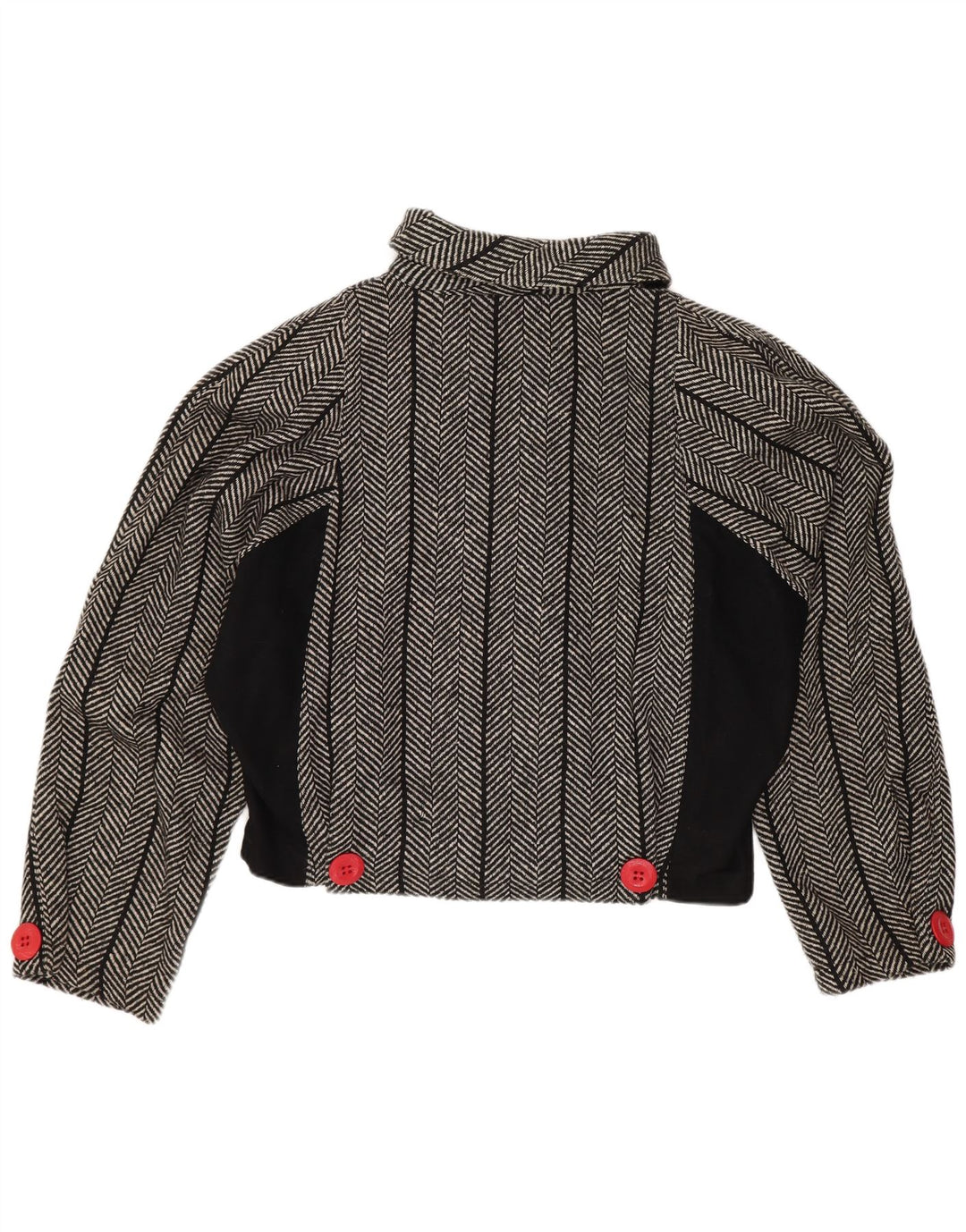 Jachetă vintage pentru femei Crop Liliac Blazer US 1 XS Lână neagră în spinare