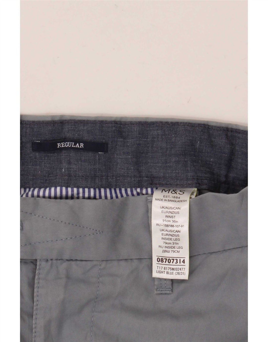 Pantaloni de costum pentru bărbați Marks & Spencer, cu ajustare normală, L36 L31, bumbac albastru