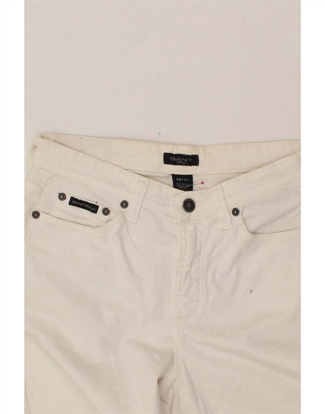 GANT Womens Bootcut Casual Trousers W28 L30  White Cotton Vintage Gant and Second-Hand Gant from Messina Hembry 