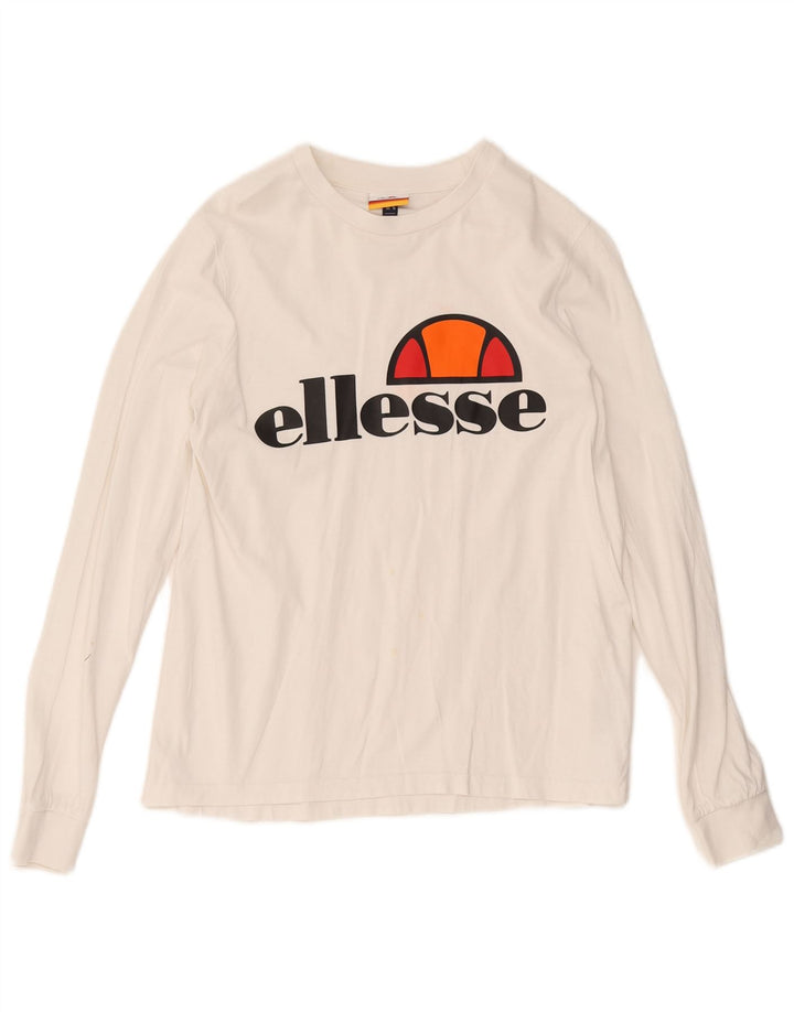 Bluză cu mânecă lungă cu grafică pentru femei Ellesse UK 10, bumbac alb mic