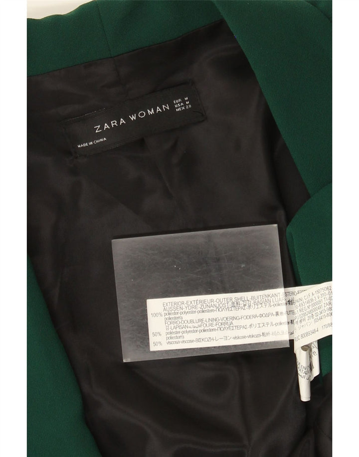 Jachetă ZARA pentru femei cu mâneci 3/4 deschise, UK 14 Poliester verde mediu