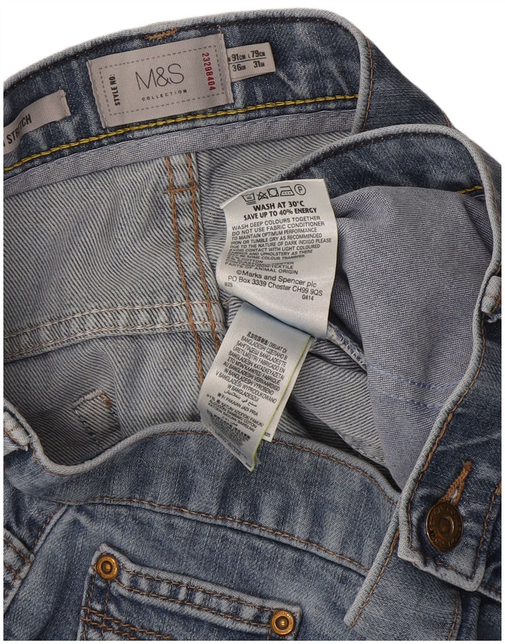 Blugi drepți obișnuiți pentru bărbați Marks & Spencer L36 L31 Bumbac albastru