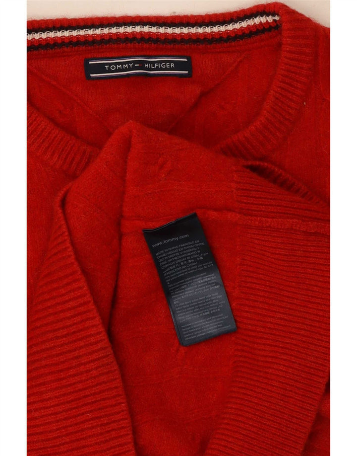 Pulover Tommy Hilfiger pentru damă cu gât roșu, lână roșie medie UK 14