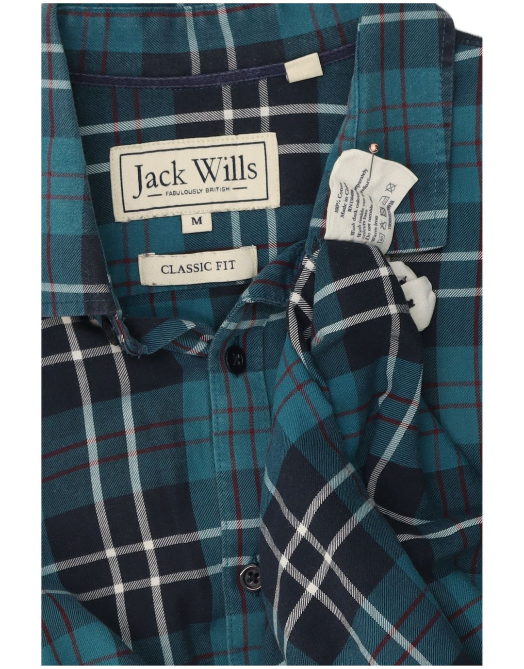 Cămașă de flanel Jack Wills pentru bărbați, din bumbac cu carouri, albastru mediu