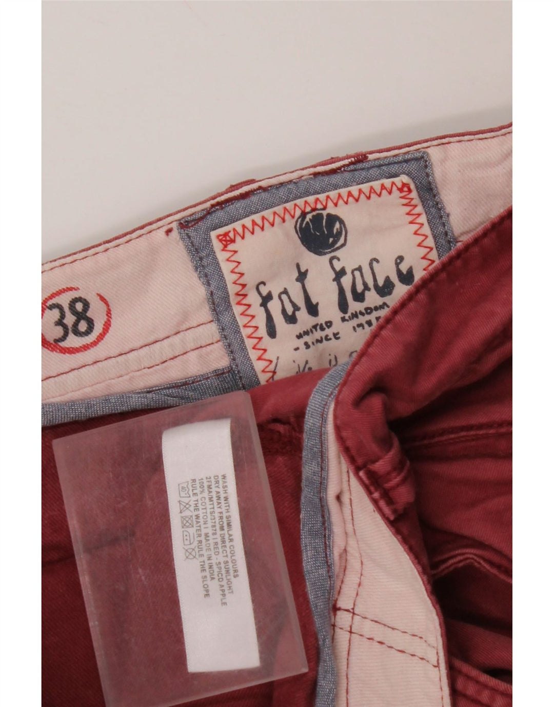 FAT FACE Pantaloni chino drepți pentru bărbați L38 L33 Bumbac roșu