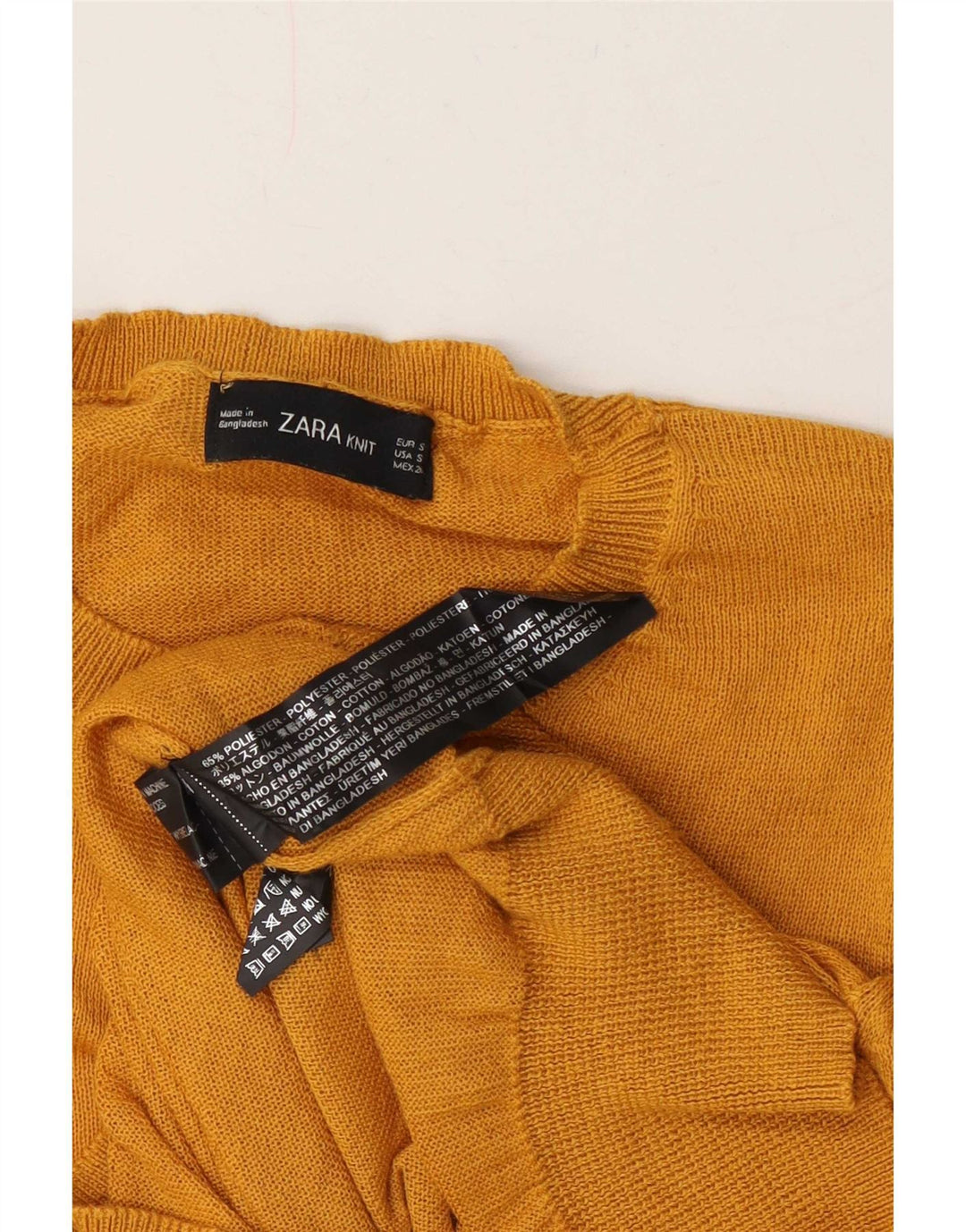 Pulover pentru femei Zara Crop Crew Gate UK 10 Poliester galben mic
