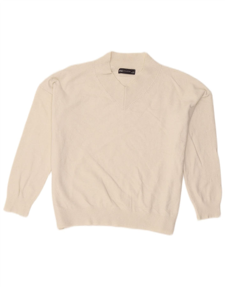 Pulover cu decolteu în V pentru femei Marks & Spencer UK 14 Medium Off White