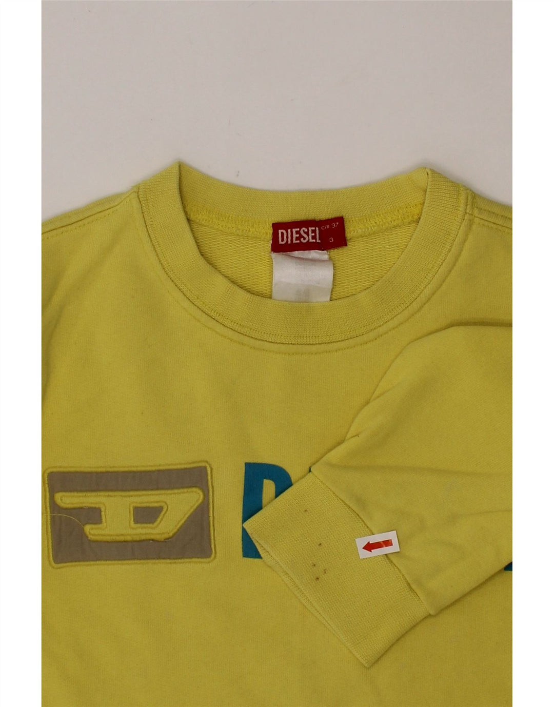 DIESEL Girls Graphic Sweatshirt Jumper 2-3 Years Yellow Vintage Diesel and Second-Hand Diesel from Messina Hembry 