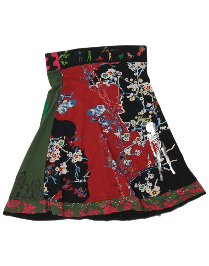 Fustă A-Line Desigual pentru femei, medie W32, bumbac mozaic negru