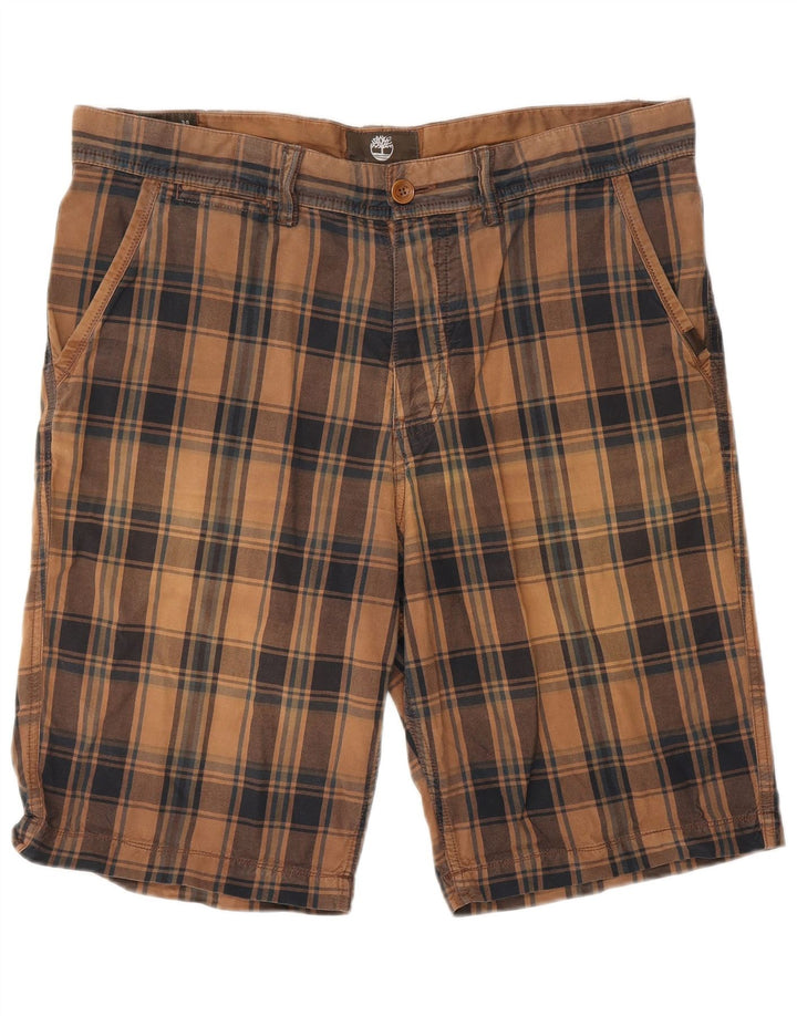 Pantaloni scurți chino pentru bărbați Timberland W34, maro, bumbac cu check