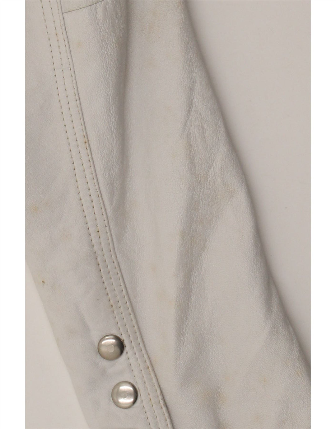 Blazer din piele vintage pentru femei IT 44 Medium White Leather
