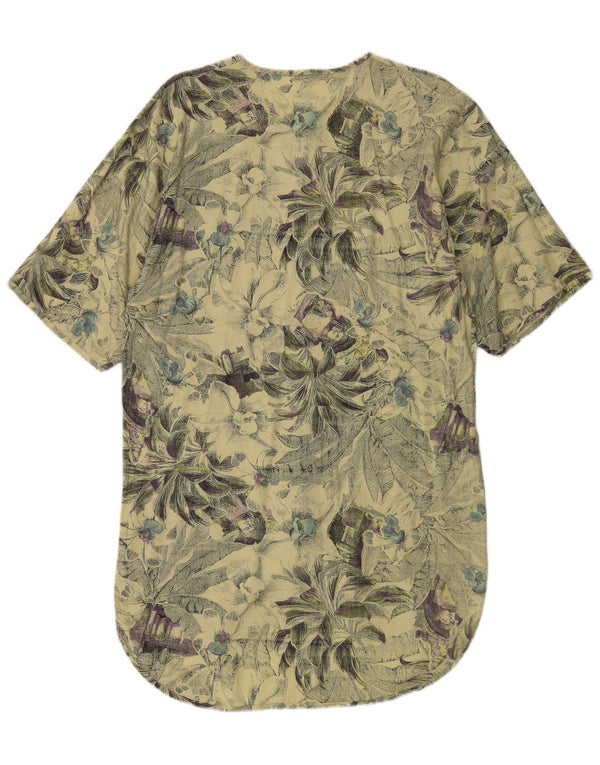Rochie cămașă vintage pentru femei cu mâneci scurte UK 16 mare, verde, florală