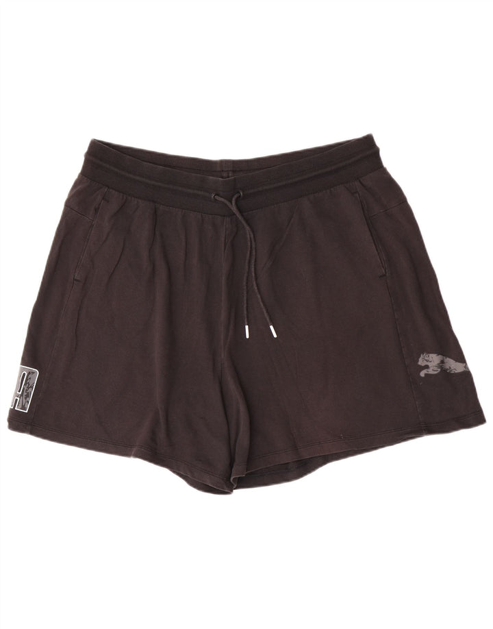 Pantaloni scurti sport grafic Puma pentru femei 2XL, bumbac negru