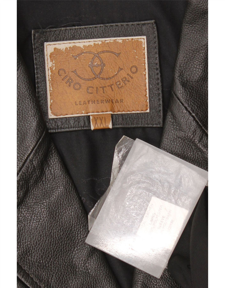 Jachetă de piele vintage pentru bărbați UK 44 2XL din piele neagră