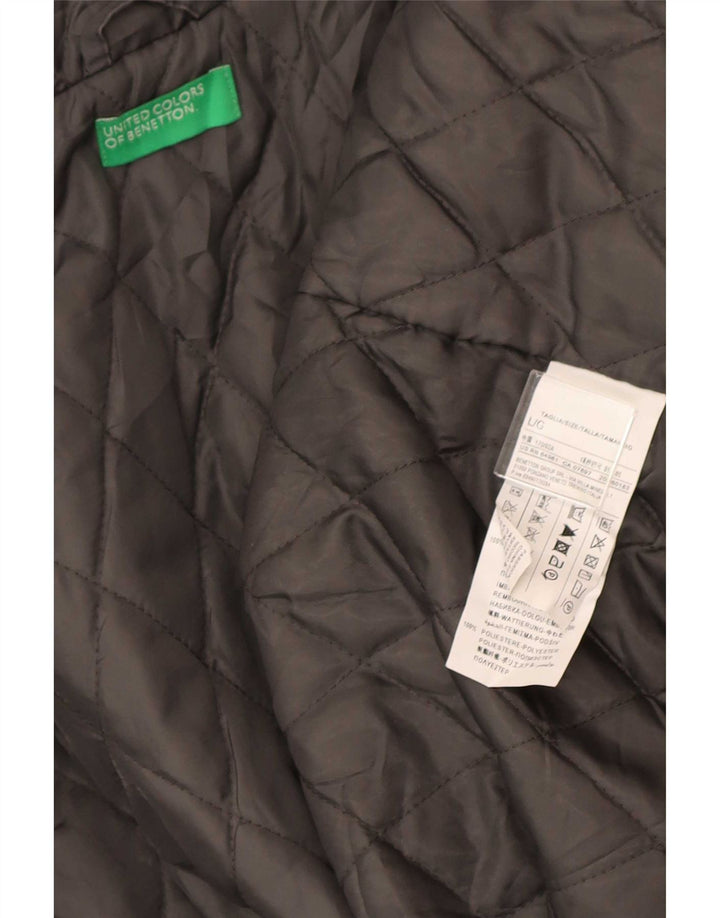 Jachetă parka cu glugă Benetton pentru femei UK 40 mare bumbac gri
