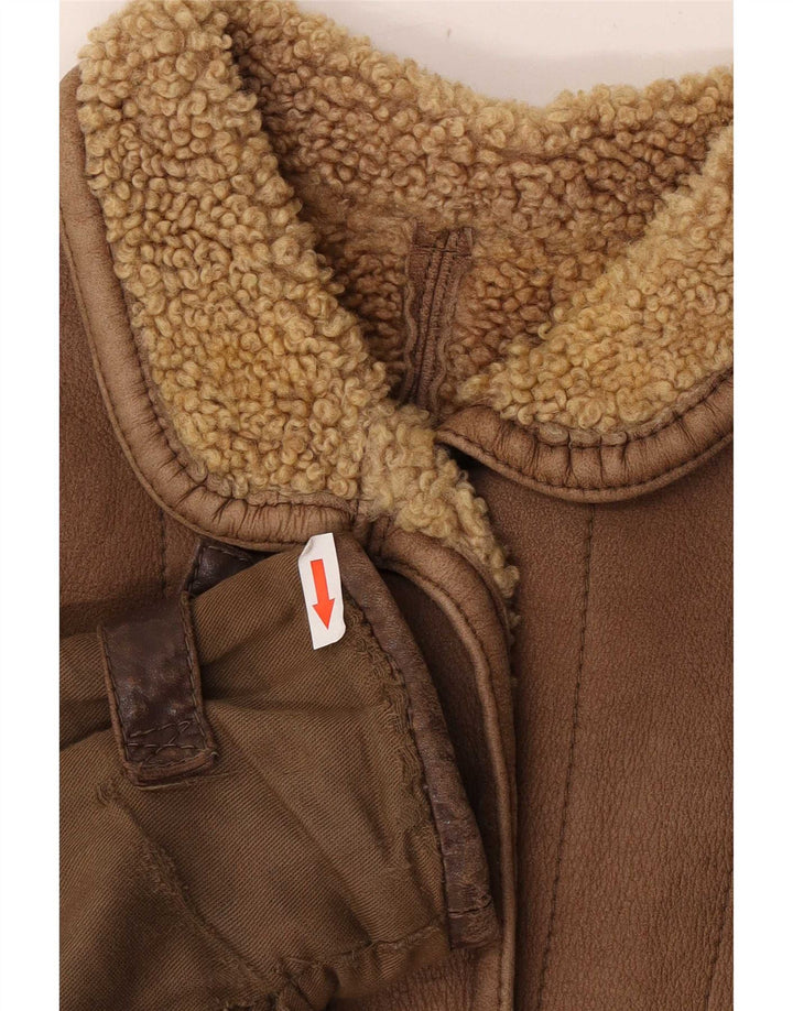 Jachetă de piele supradimensionată pentru femei Sherpa Vintage IT 46 Maro mare