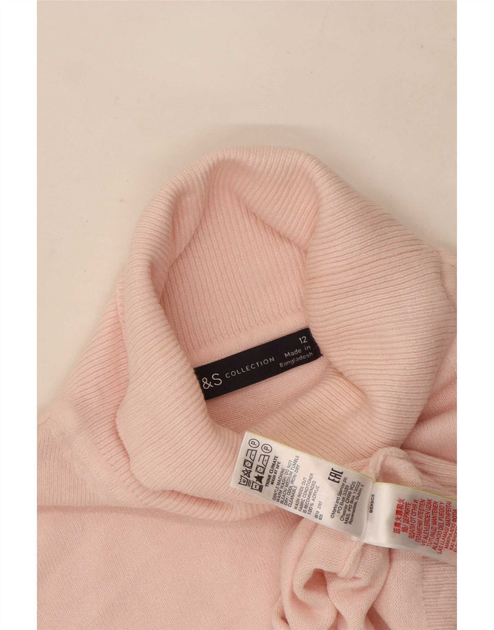 Pulover pentru femei Marks & Spencer cu gât rulat UK 12 Acrilic roz mediu