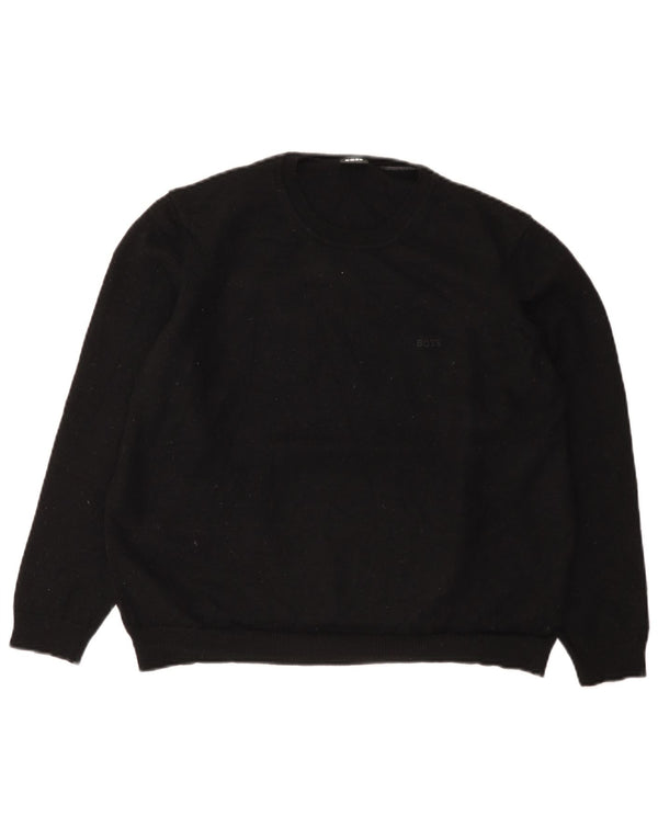 Hugo Boss Pulover Crop Crew Deck pentru femei UK 22 3XL Lână neagră