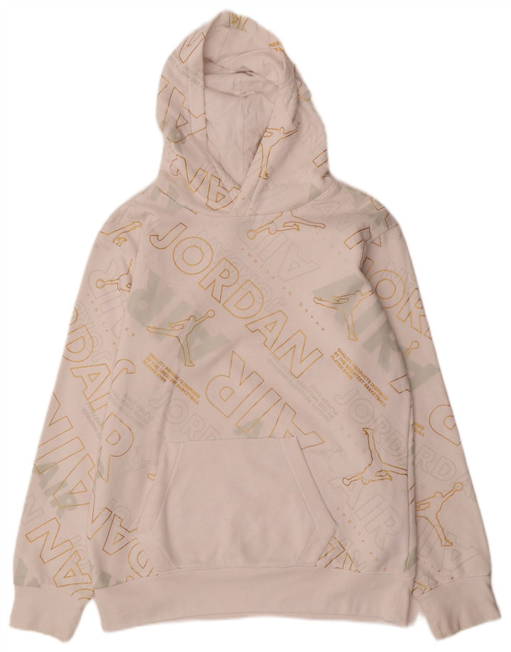 JORDAN Pulover cu glugă grafic pentru băieți 13-14 ani XL bumbac alb