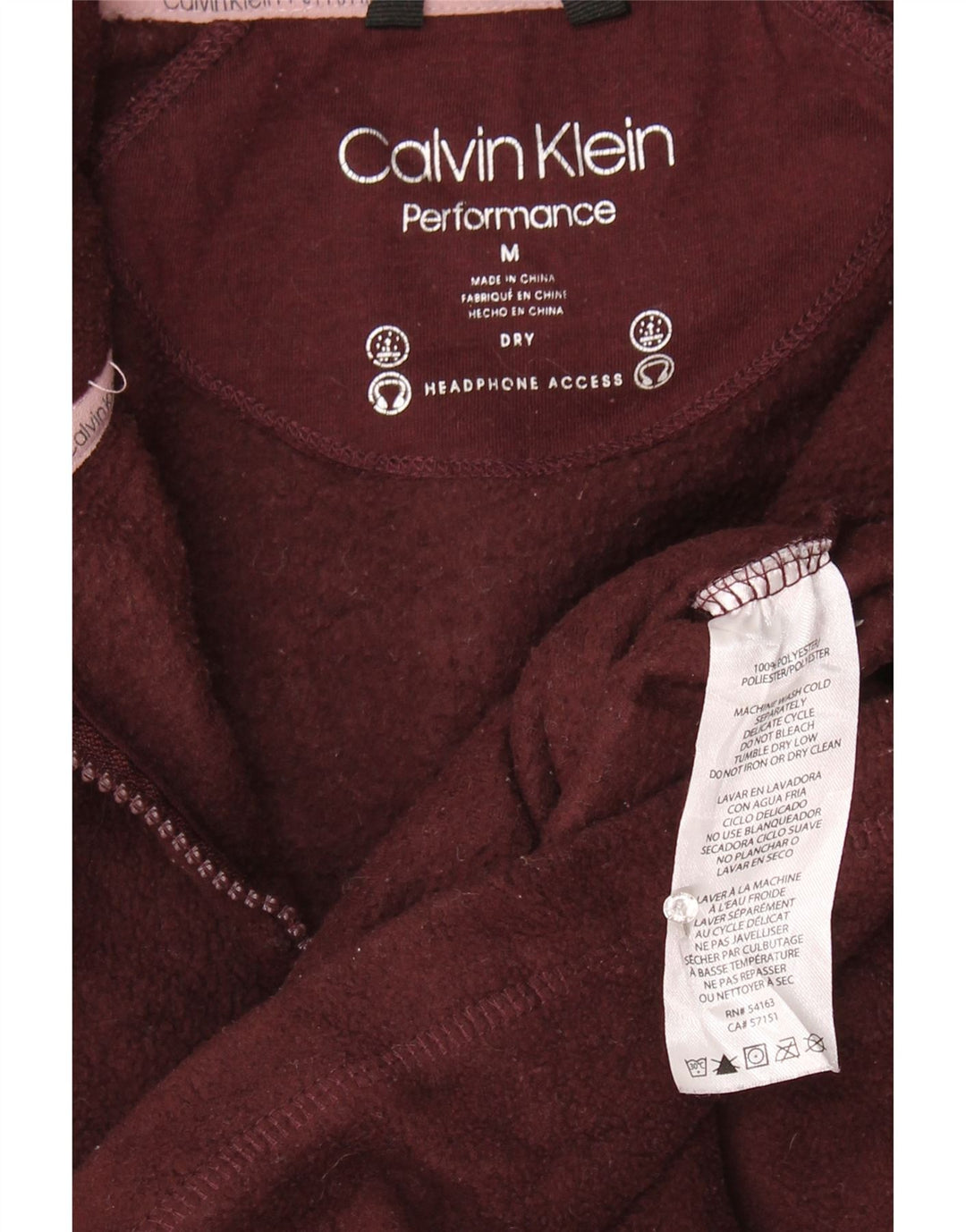 Jachetă din lână Calvin Klein pentru femei cu grafică UK 14 Poliester burgundă mediu