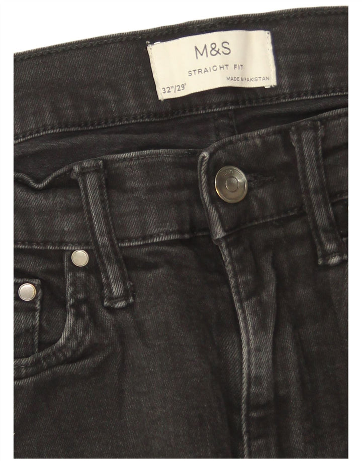 Blugi drepti pentru bărbați Marks & Spencer W32 L29 bumbac negru