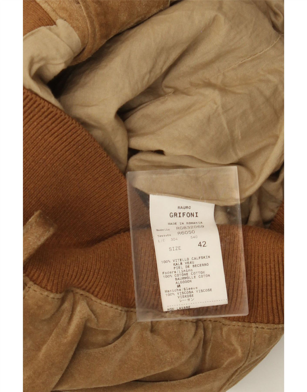 MAURO GRIFONI Bomber de piele intoarsa pentru femei IT 42 Medium Brown Leather