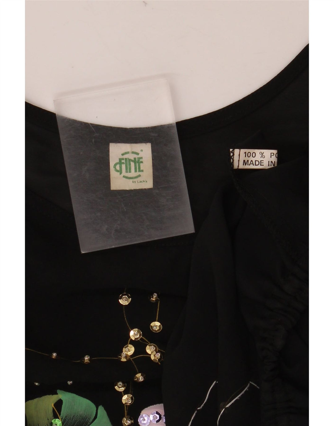 VINTAGE Bluză Crop Batwing Top pentru femei UK 18 XL Poliester floral negru