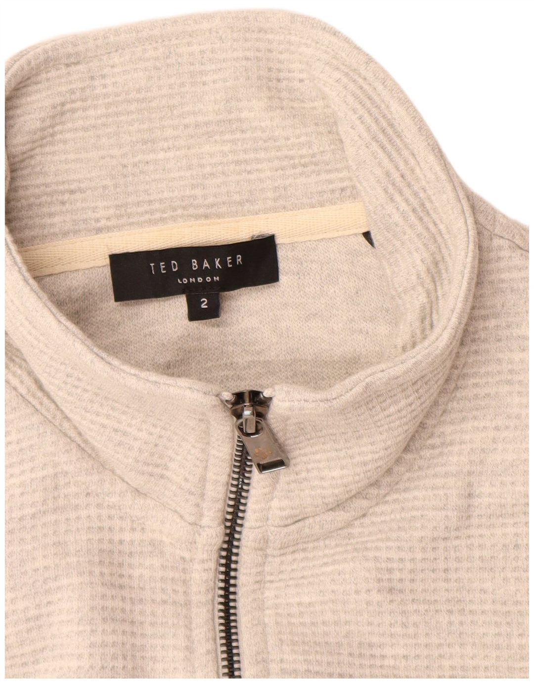 Hanorac pentru bărbați Ted Baker, cu fermoar, cu gât, mărimea 2, bumbac gri mic
