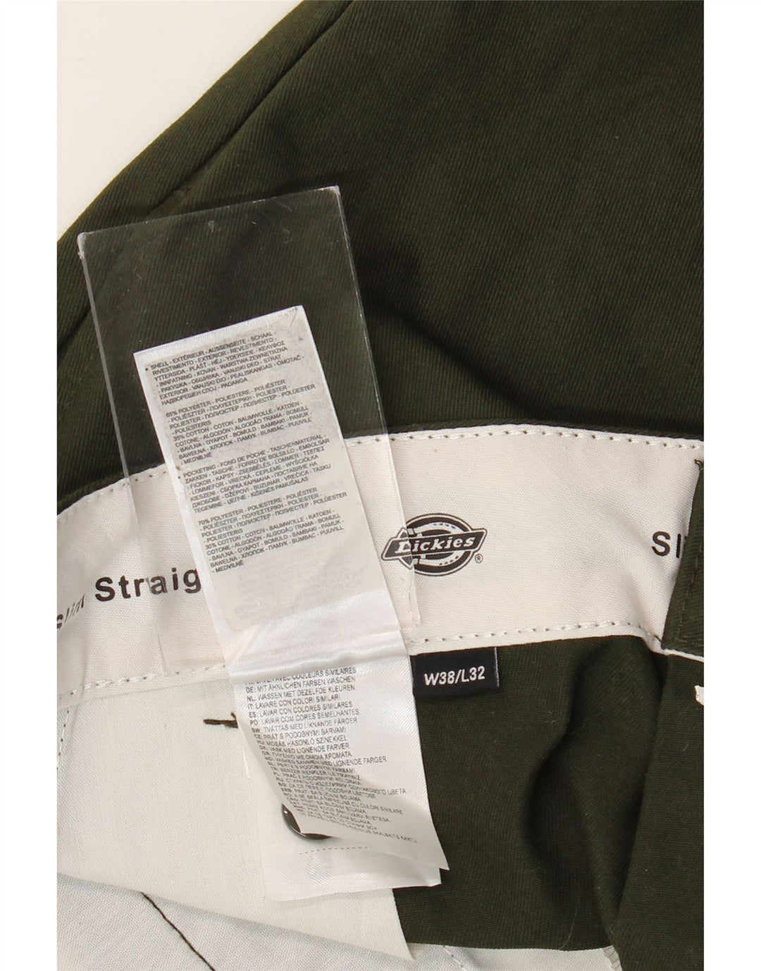 DICKIES Pantaloni chino slim drepti pentru bărbați L38 L32 Kaki Poliester