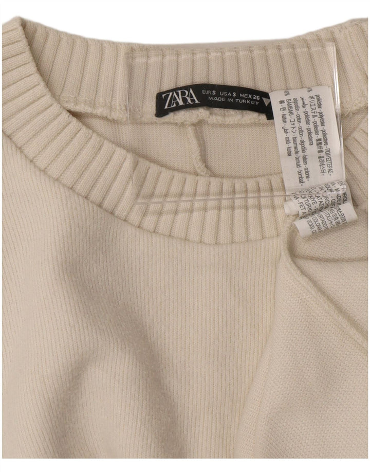 Pulover de damă ZARA cu decolteu scurt, supradimensionat, cu decolteu, mic, alb