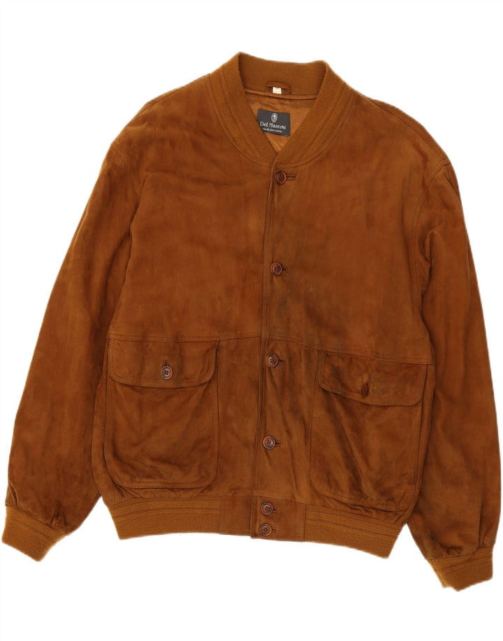 Jachetă Bomber Vintage pentru bărbați din piele intoarsa IT 54 2XL din piele maro