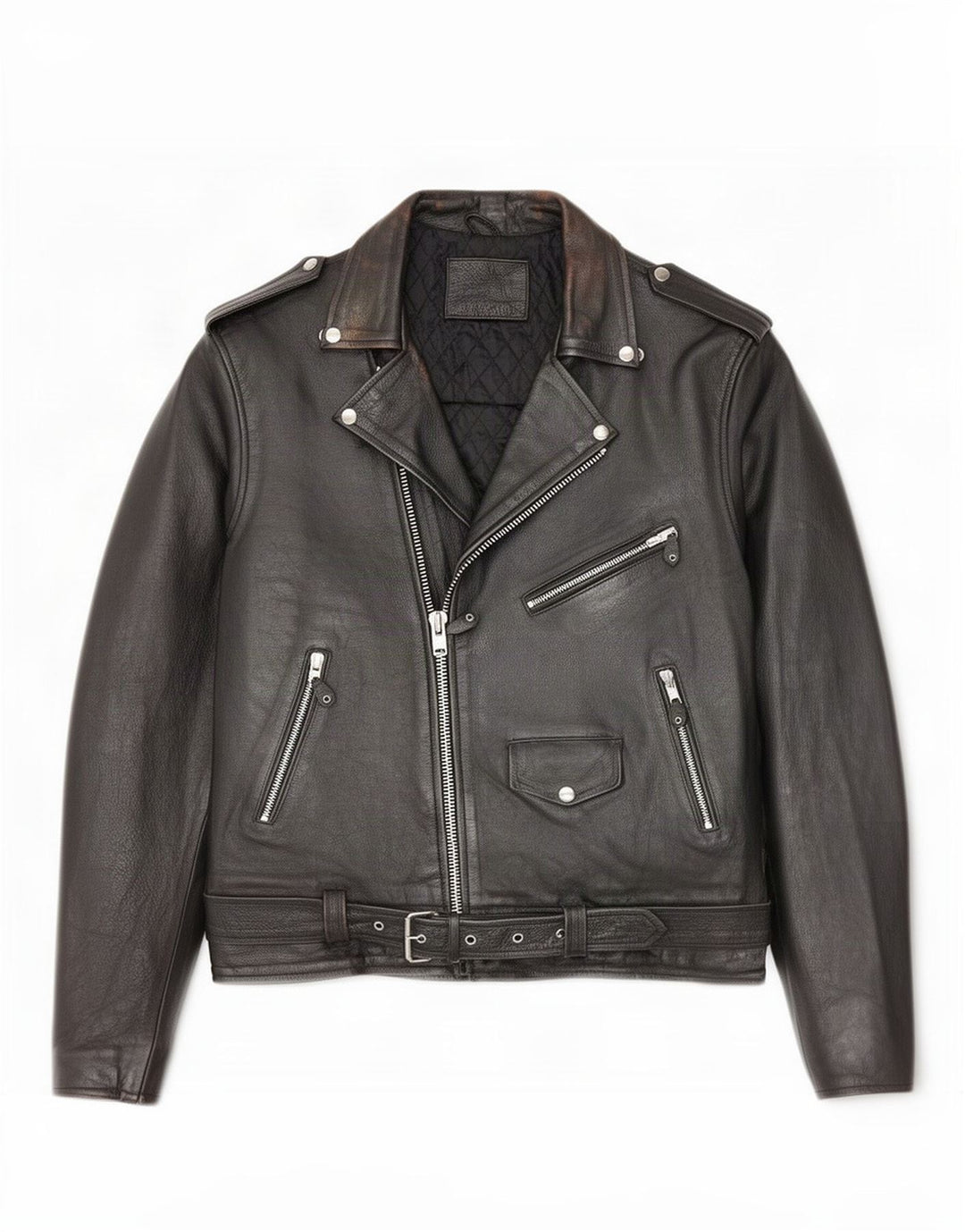 Jachetă pentru motociclist din piele vintage pentru bărbați UK 38 Medium Black