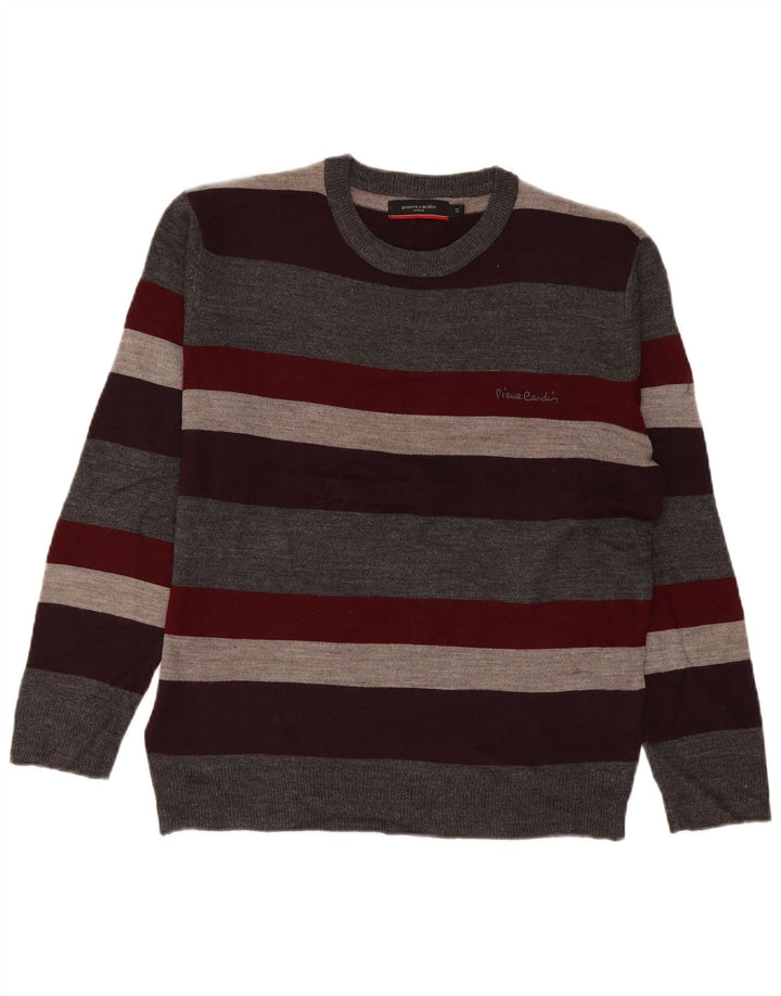 Pierre Cardin Pulover pentru bărbați cu decolteu rotund, cu dungi mici, multicolore