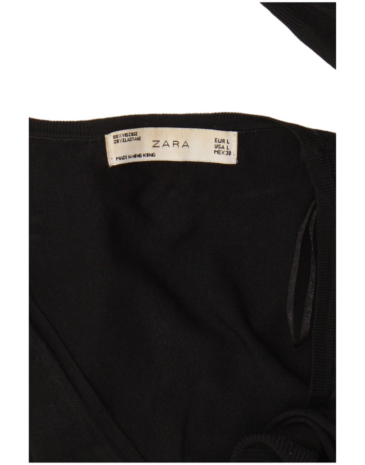 Top cardigan scurt pentru femei Zara UK 14 mare, negru, viscoză