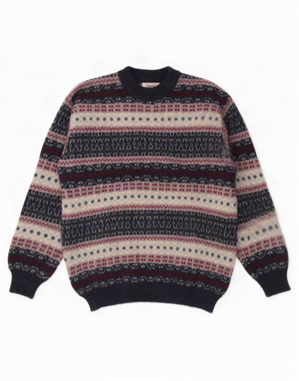 Pulover Sisley pentru bărbați cu gâtul turnat, mare, bleumarin, Fair Isle