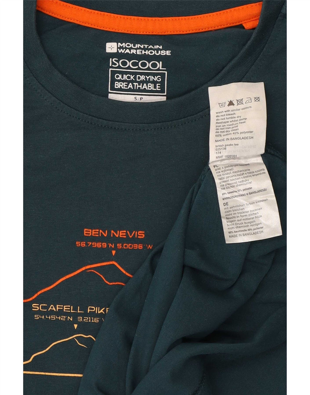 Mountain Warehouse Tricou grafic IsoCool pentru bărbați Top mic, verde, bumbac