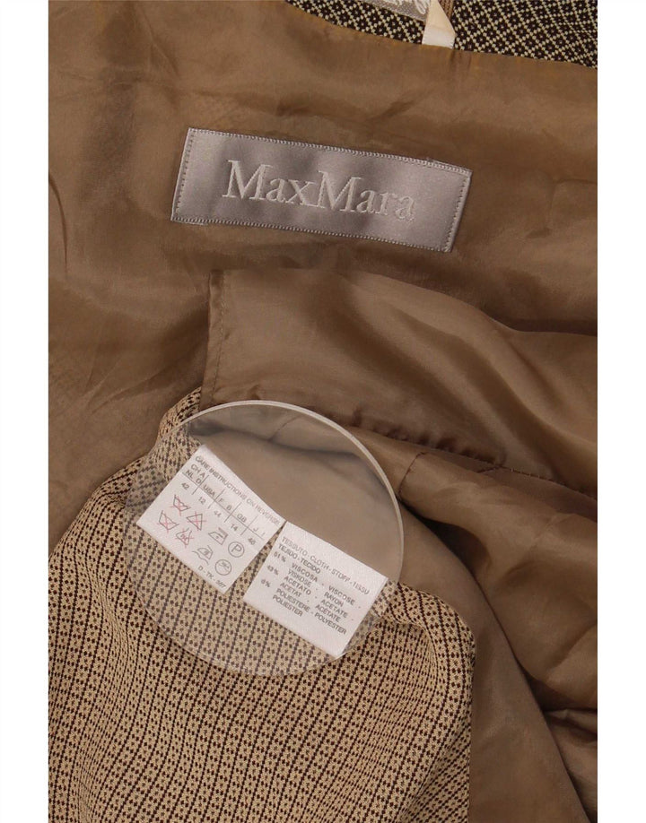 Jachetă Blazer pentru femei Max Mara cu 4 nasturi UK 14 Mare, maro, geometrică, viscoză