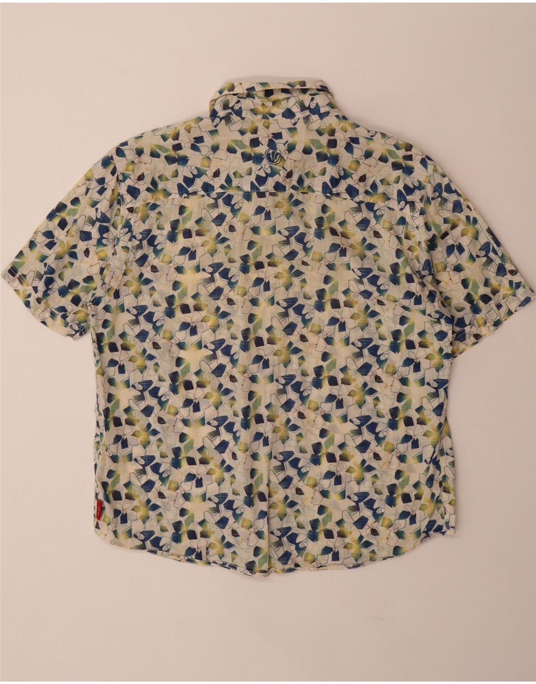 FAT FACE Cămașă cu mânecă scurtă pentru bărbați, mare din bumbac geometric alb