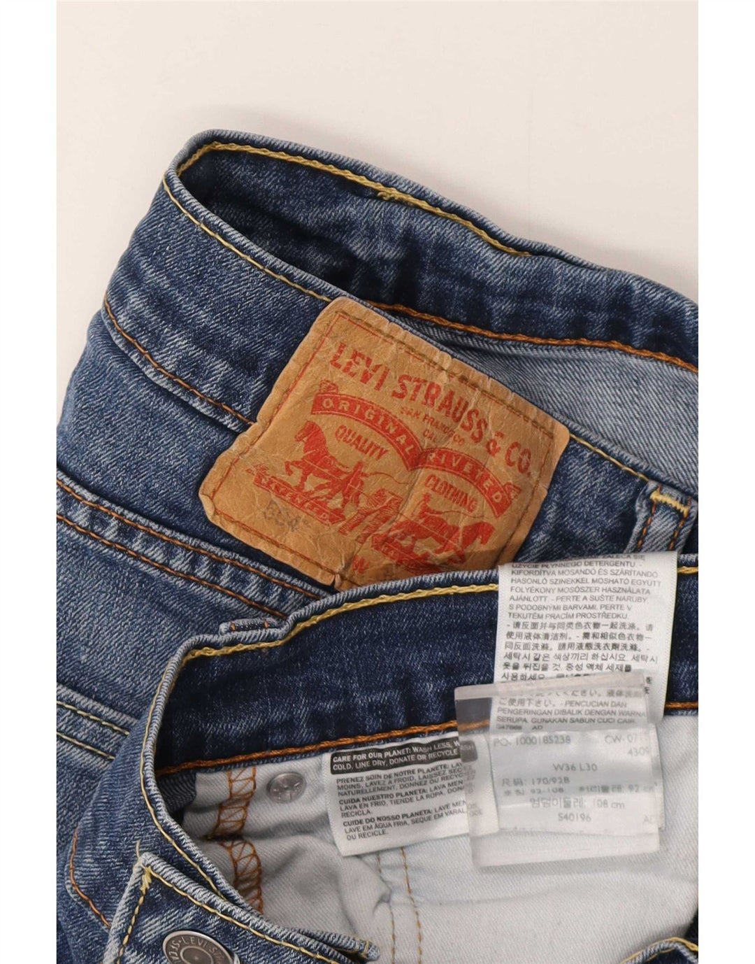 Blugi drepti pentru bărbați Levi's 504 W36 L30 Bumbac albastru