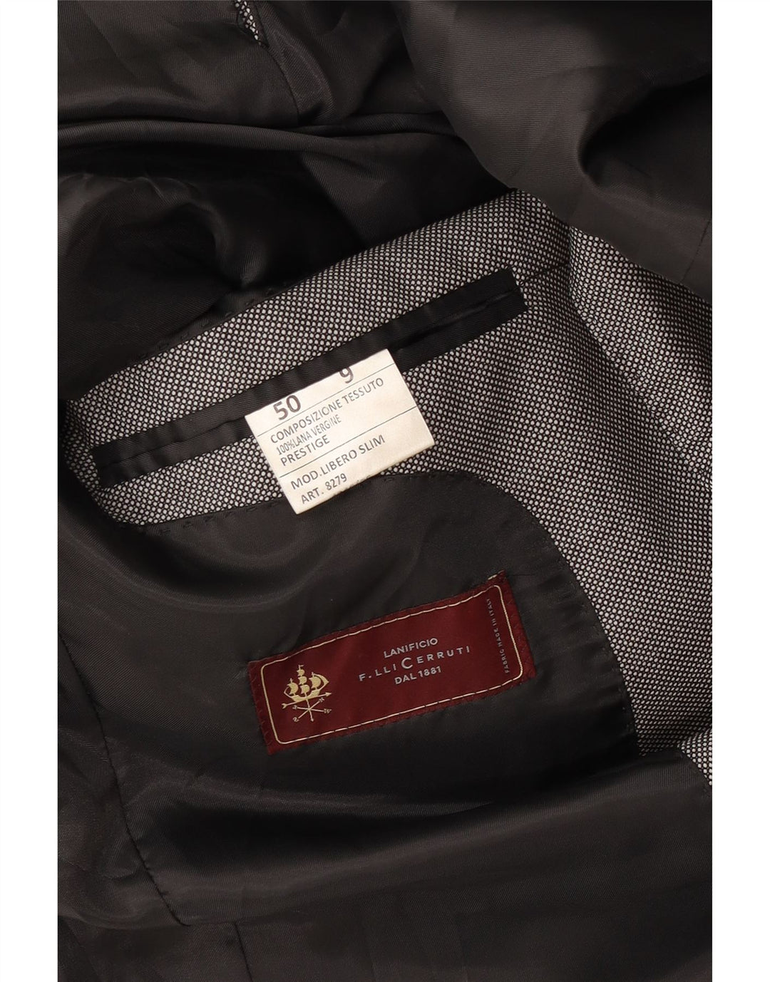 Jachetă pentru bărbați Cerruti 1881, subțire, cu 2 nasturi, IT 50, lână virgină, gri mare