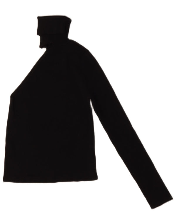 Top cu un umăr, cu gât rulat, Zara, pentru femei, UK 8, mic, negru, viscoză