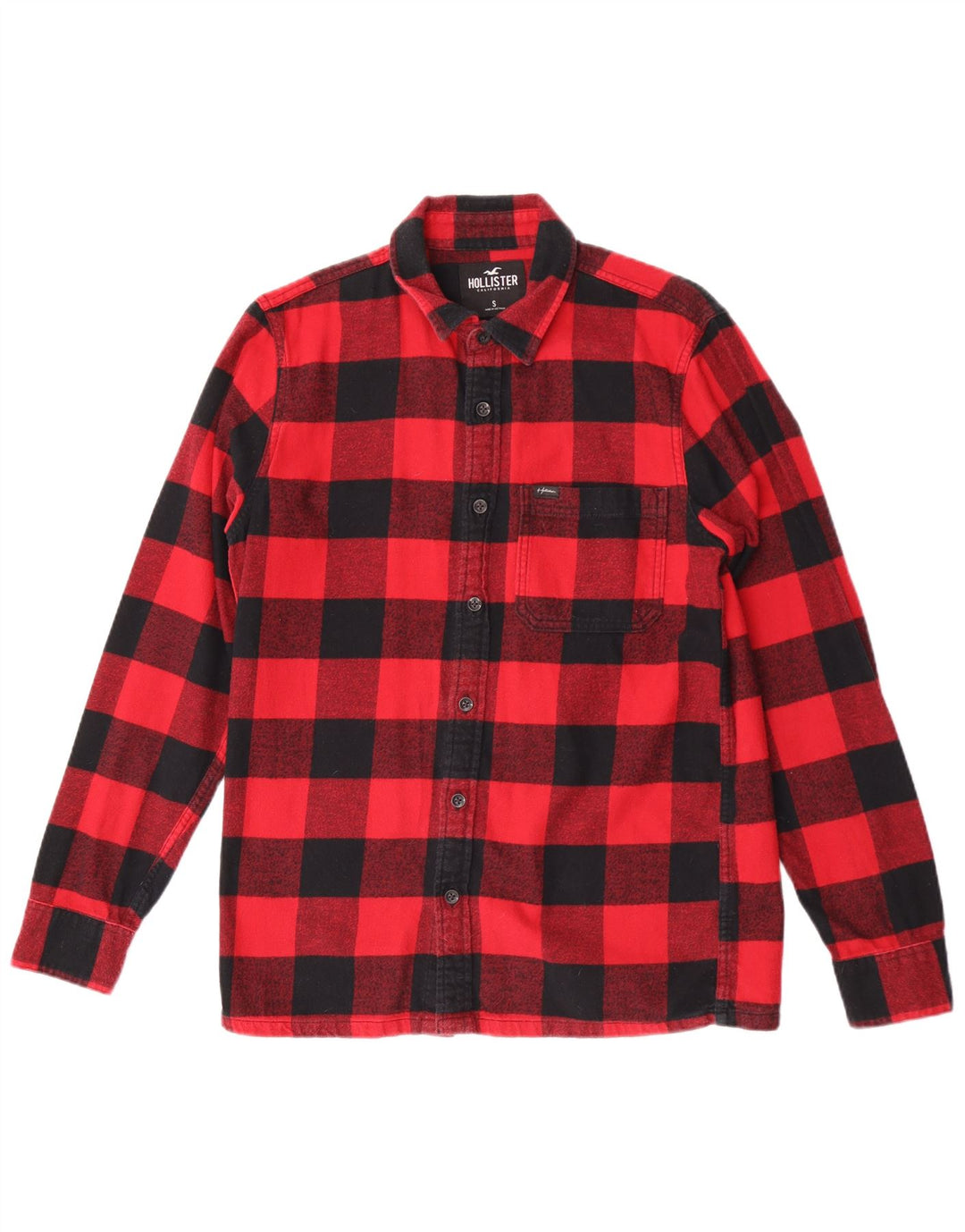 Cămașă Hollister pentru bărbați din flanel, bumbac cu carouri mici, roșii