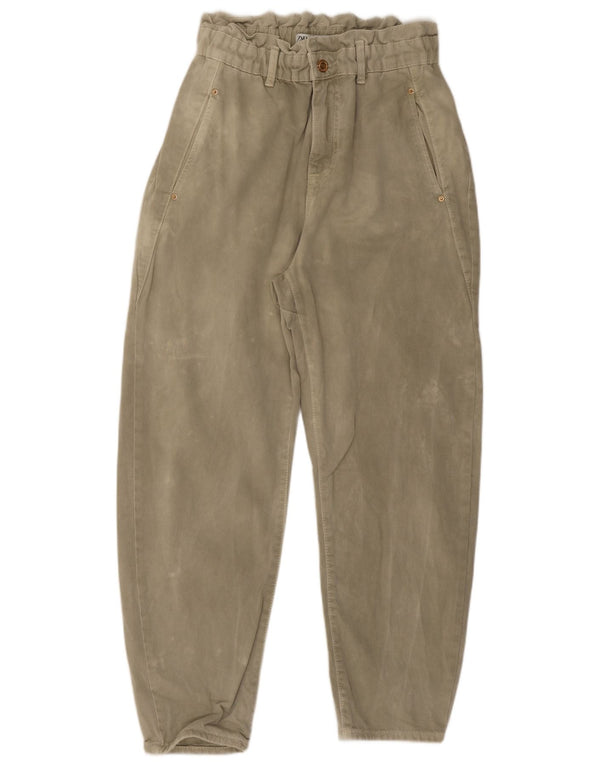 Blugi pentru femeie Zara cu talie înaltă EU 38 Mici L28 L26 Kaki Bumbac