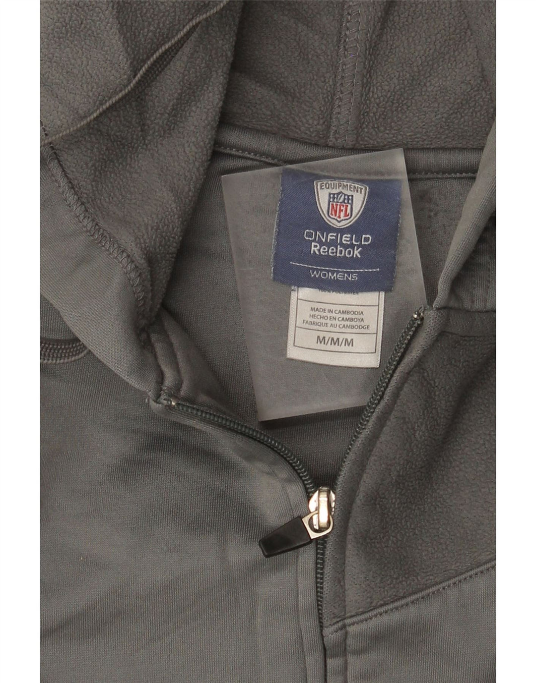 Pulover Reebok pentru femei, cu fermoar, UK 14, poliester, gri mediu