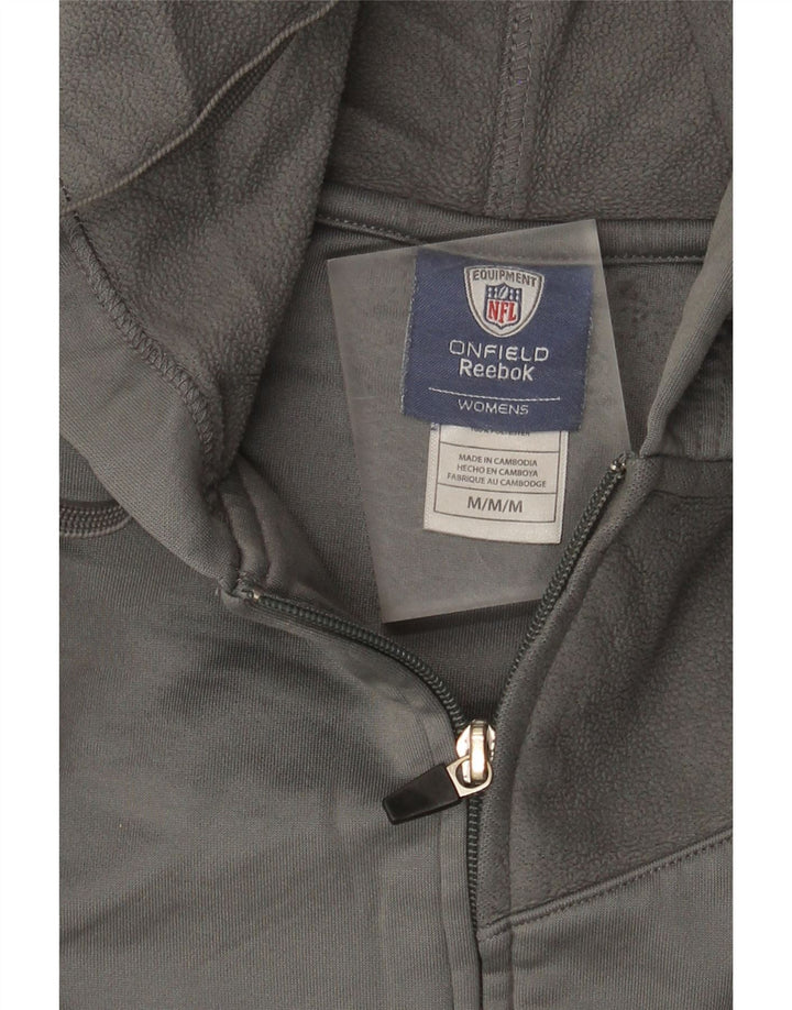 Pulover Reebok pentru femei, cu fermoar, UK 14, poliester, gri mediu