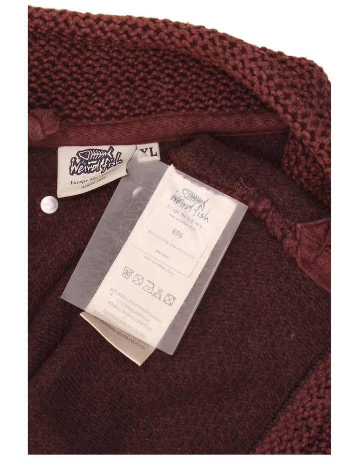 WEIRD FISH Hanorac pentru bărbați cu fermoar și gât Pulover XL bumbac burgundă