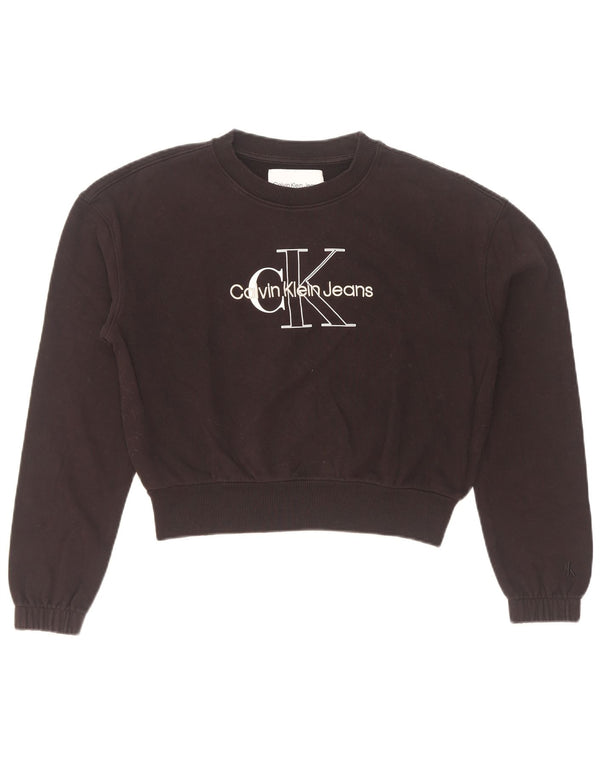 Calvin Klein Jeans Pulover pentru femei Crop Graphic Pulover UK 10 Mic Negru